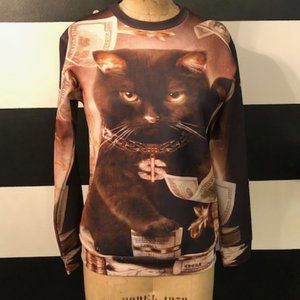 CAT image sweatshirt top by 1986YS  M